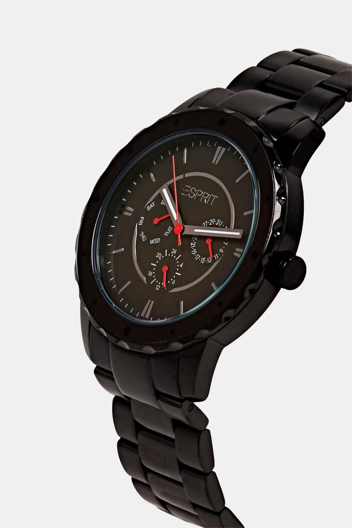 Edelstahl-Uhr mit Gliederarmband, BLACK, detail image number 1