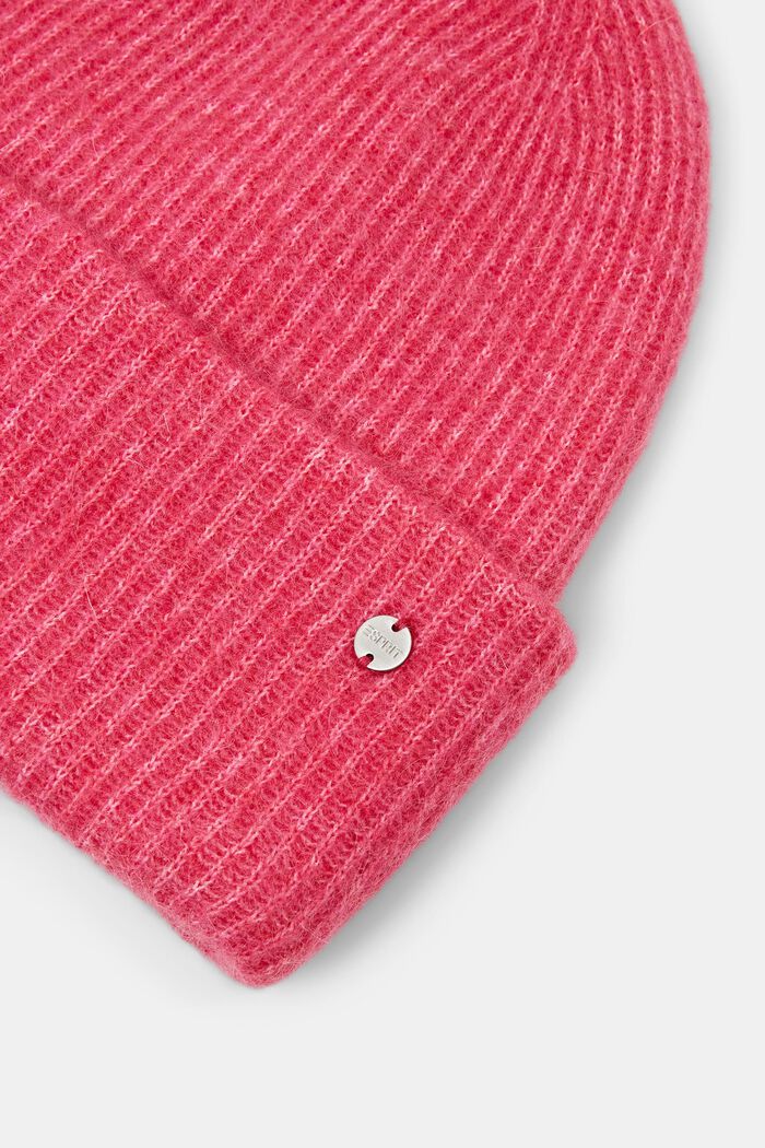 Gerippte Beanie aus Mohair-Wolle-Mix, PINK FUCHSIA, detail image number 1