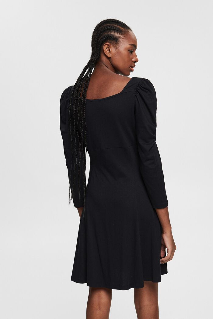 Kleid mit Herzausschnitt, LENZING™ ECOVERO™, BLACK, detail image number 2