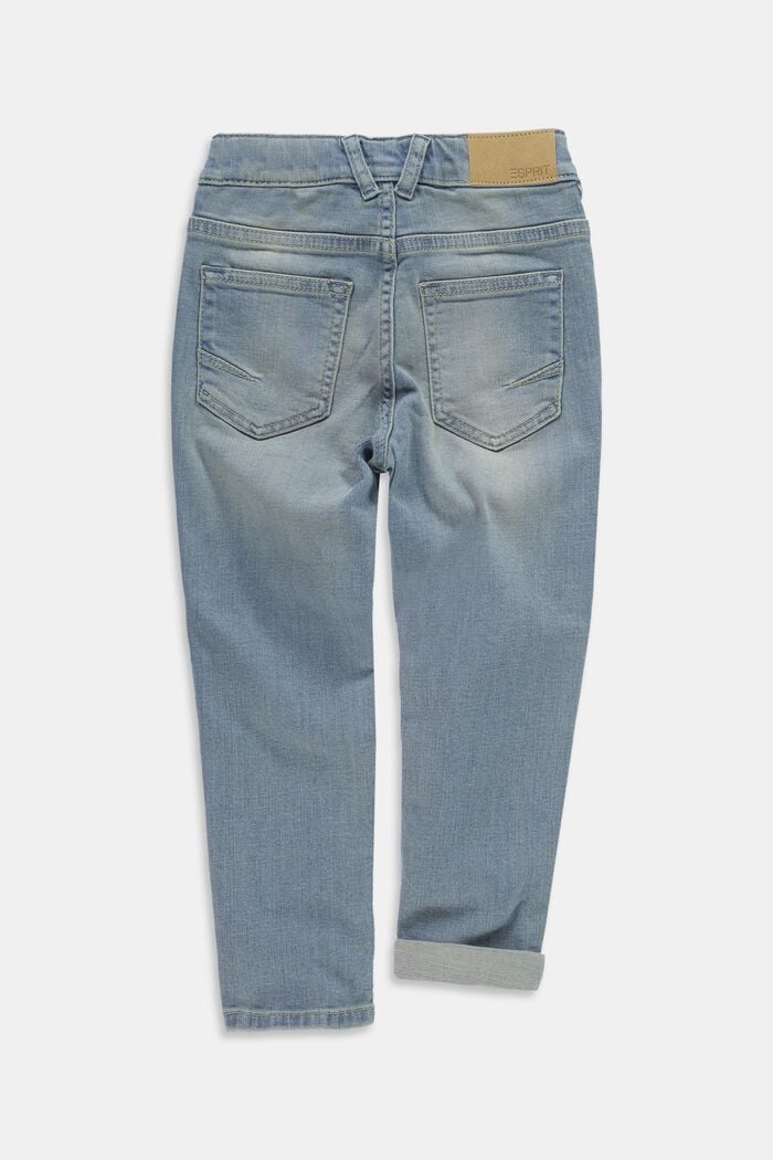 Washed Stretch-Jeans mit Verstellbund, BLUE BLEACHED, detail image number 1