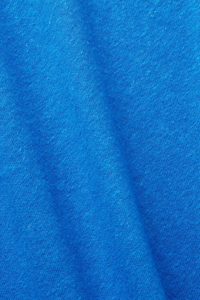 T-Shirt aus Baumwoll-Leinen-Mix, BRIGHT BLUE, detail image number 4