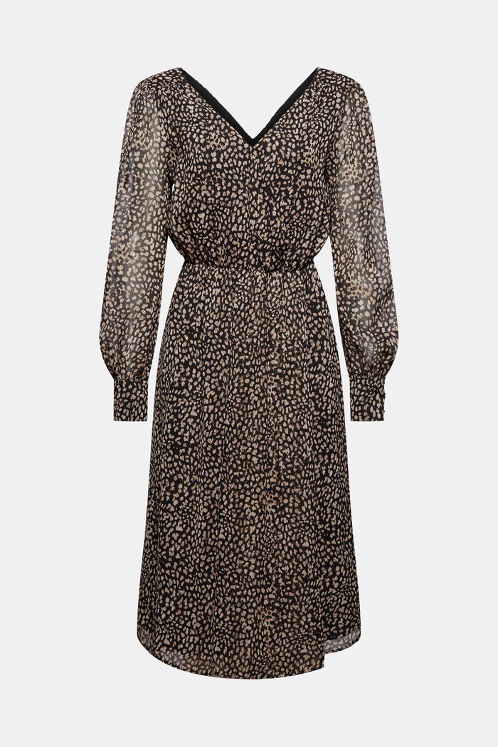 Chiffon-Kleid mit Print und Gitzereffekt, BLACK, detail image number 9