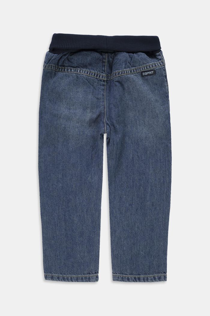 Jeans mit Ripp-Bund, 100% Bio-Baumwolle, BLUE MEDIUM WASHED, detail image number 1