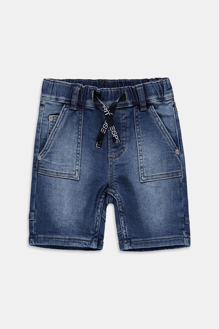 Jeans-Shorts mit elastischem Kordelzugbund, BLUE MEDIUM WASHED, detail image number 0