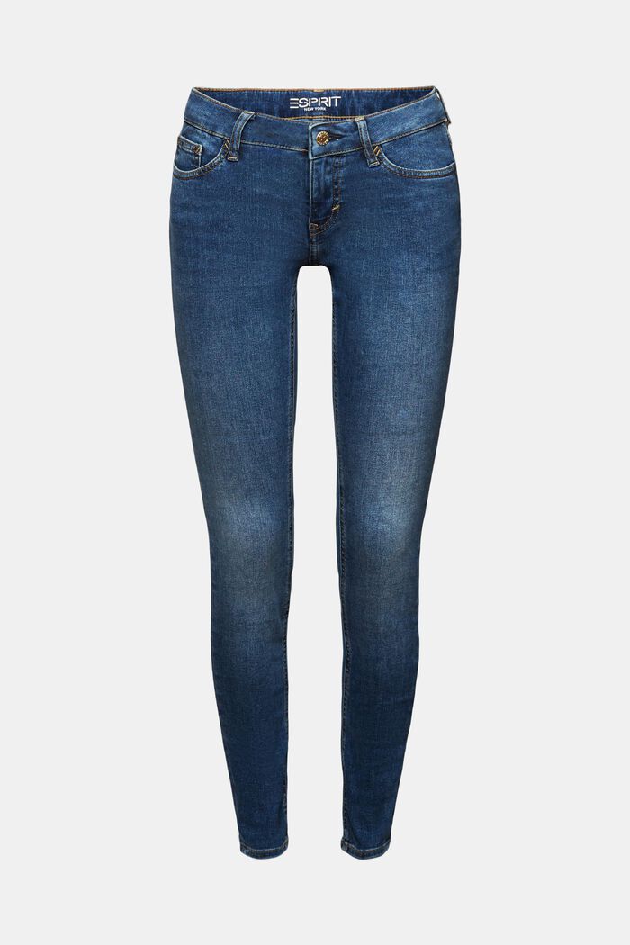 Recycelt: Skinny Jeans mit niedrigem Bund, BLUE MEDIUM WASHED, detail image number 7