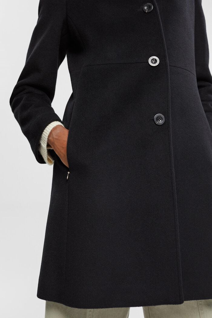 Mantel mit Wolle, BLACK, detail image number 4
