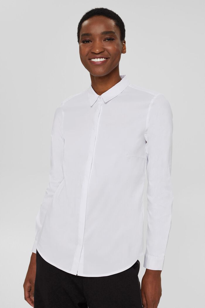 Taillierte Stretch-Hemdbluse, WHITE, detail image number 0