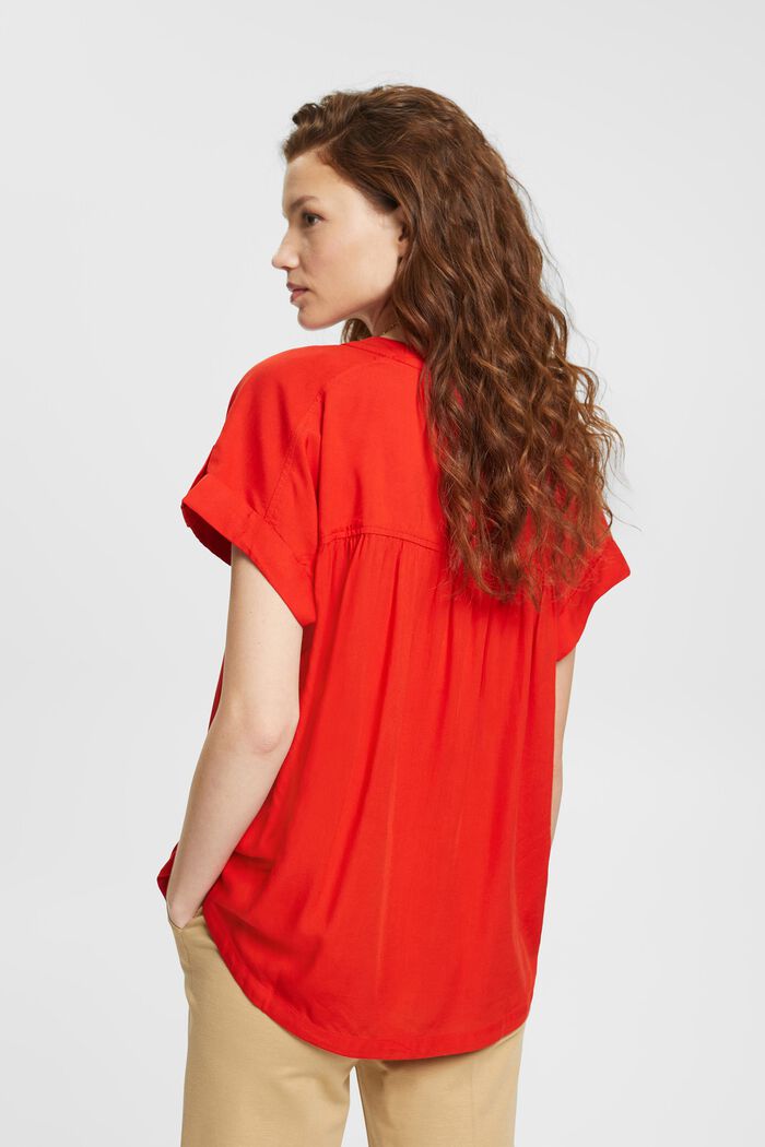 Bluse mit V-Ausschnitt, LENZING™ ECOVERO™, ORANGE RED, detail image number 3