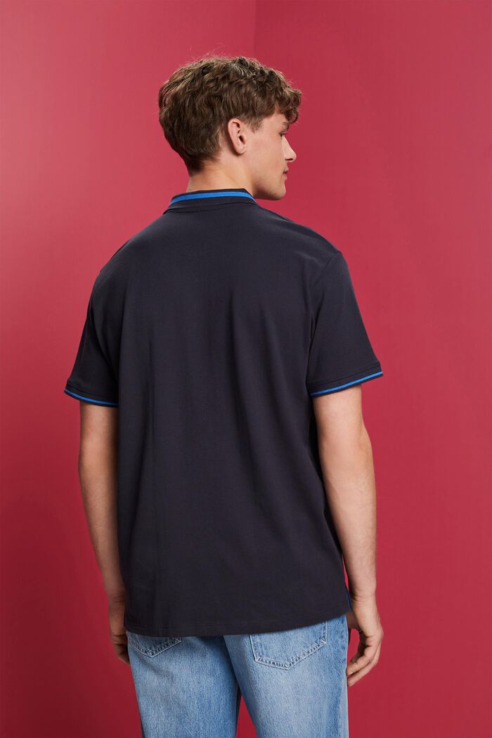 Polo-Shirt aus Jersey, Baumwollmix, NAVY, detail image number 3