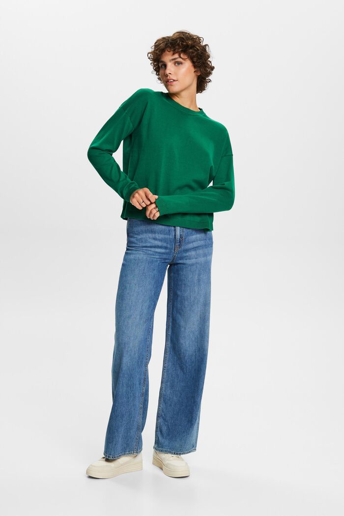 Oversize Pullover, 100 % Baumwolle, DARK GREEN, detail image number 5