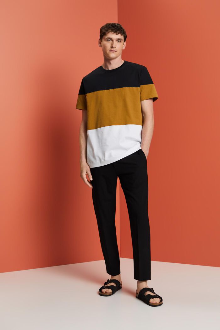 Colourblock-T-Shirt, 100 % Baumwolle, BLACK, detail image number 1