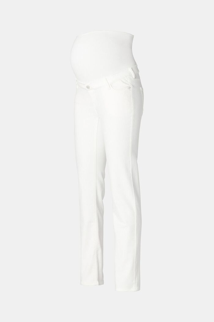 Stretch-Jeans mit Überbauchbund, BRIGHT WHITE, overview