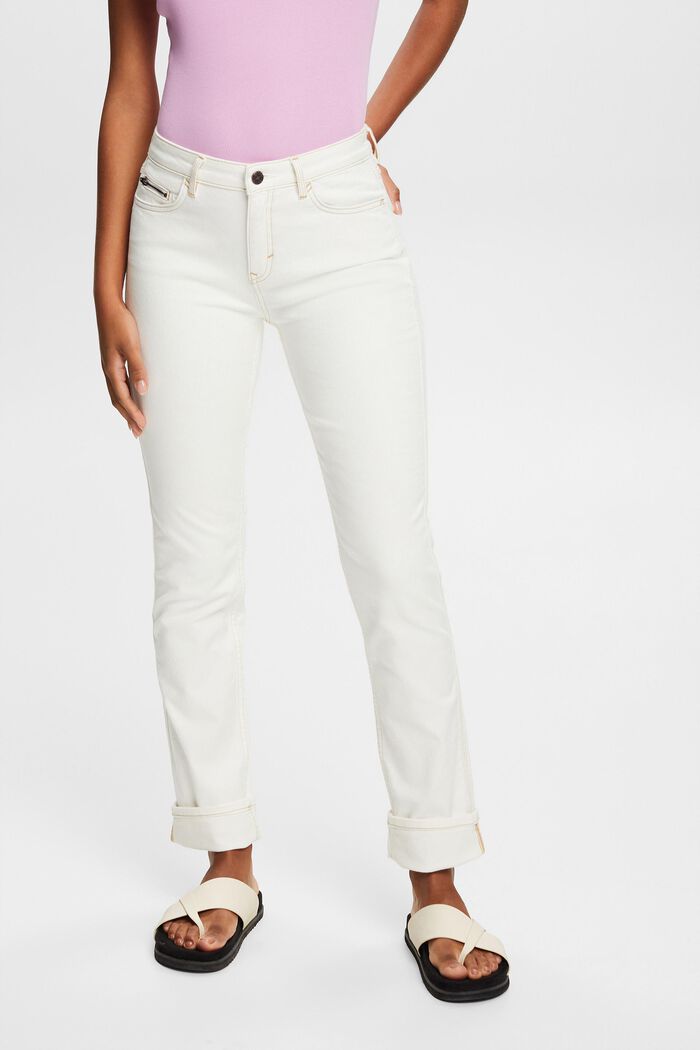 High-Rise-Jeans mit geradem Bein, OFF WHITE, detail image number 0