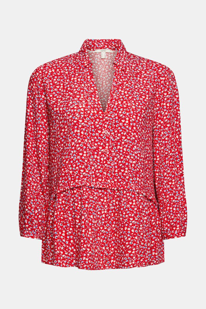 Bluse mit Rüschenkante, LENZING™ ECOVERO™, RED, detail image number 6