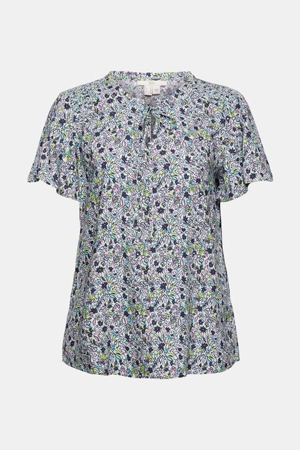 Bluse mit floralem Muster, LENZING™ ECOVERO™:, AQUA GREEN, overview
