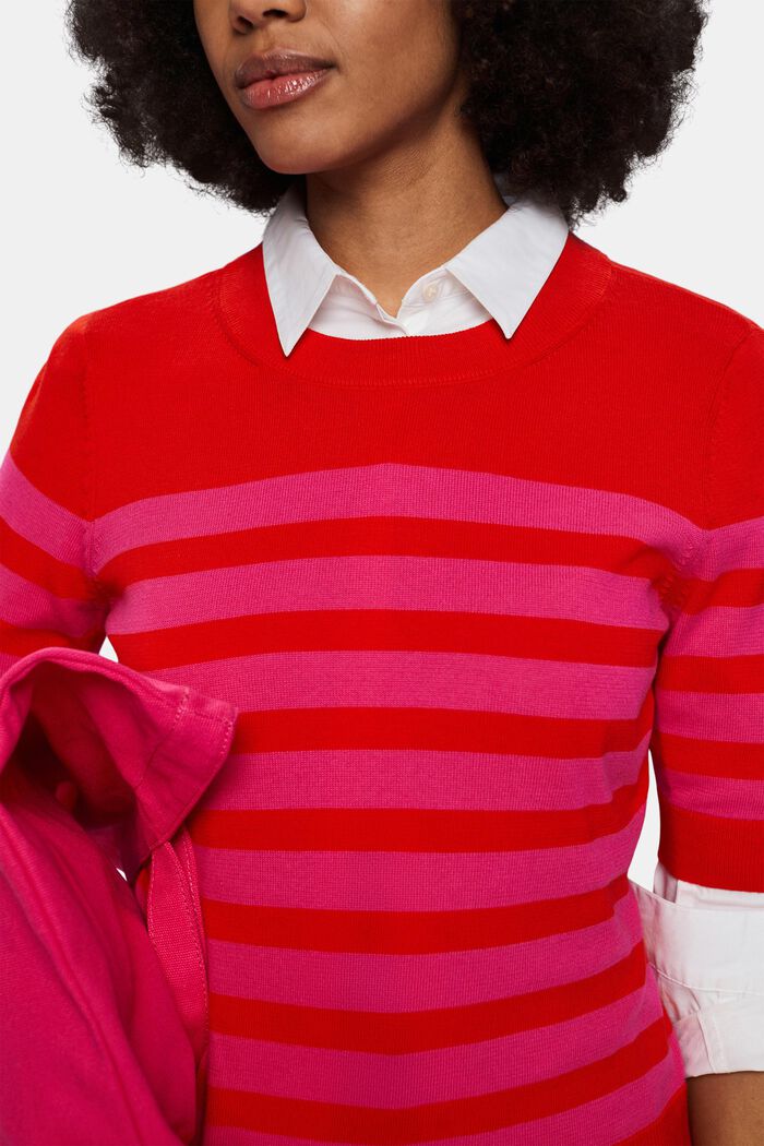 Gestreiftes Sweatshirt mit Rundhalsausschnitt, RED, detail image number 2