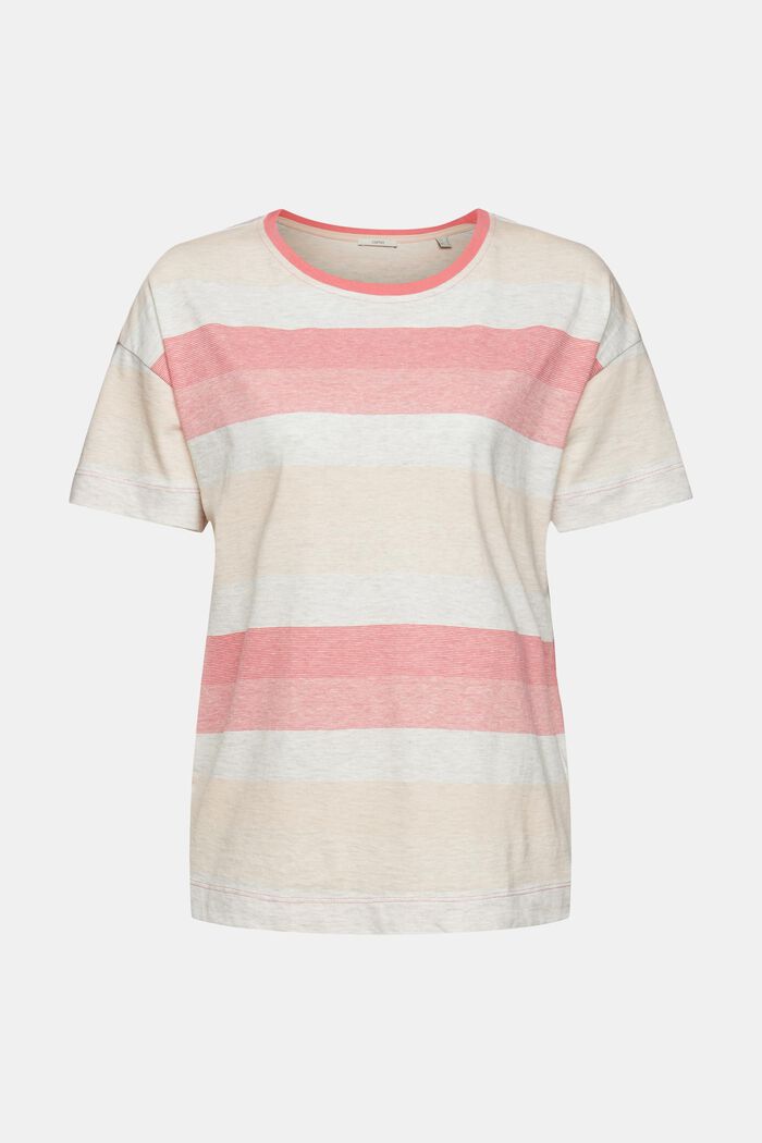 T-Shirt mit Streifen aus Baumwoll-Stretch, CORAL RED, detail image number 5