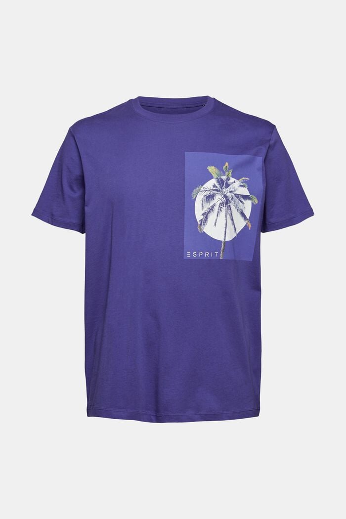 Jersey-T-Shirt mit Print, 100% Baumwolle, DARK PURPLE, overview