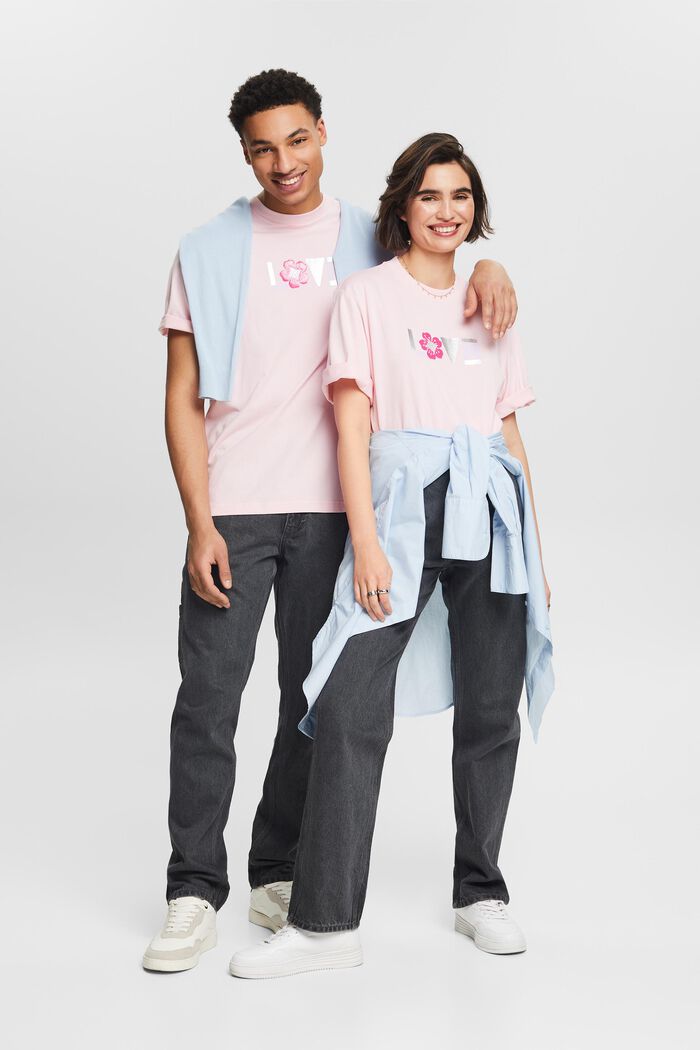 Unisex-T-Shirt aus Pima-Baumwolle mit Print, PASTEL PINK, detail image number 6