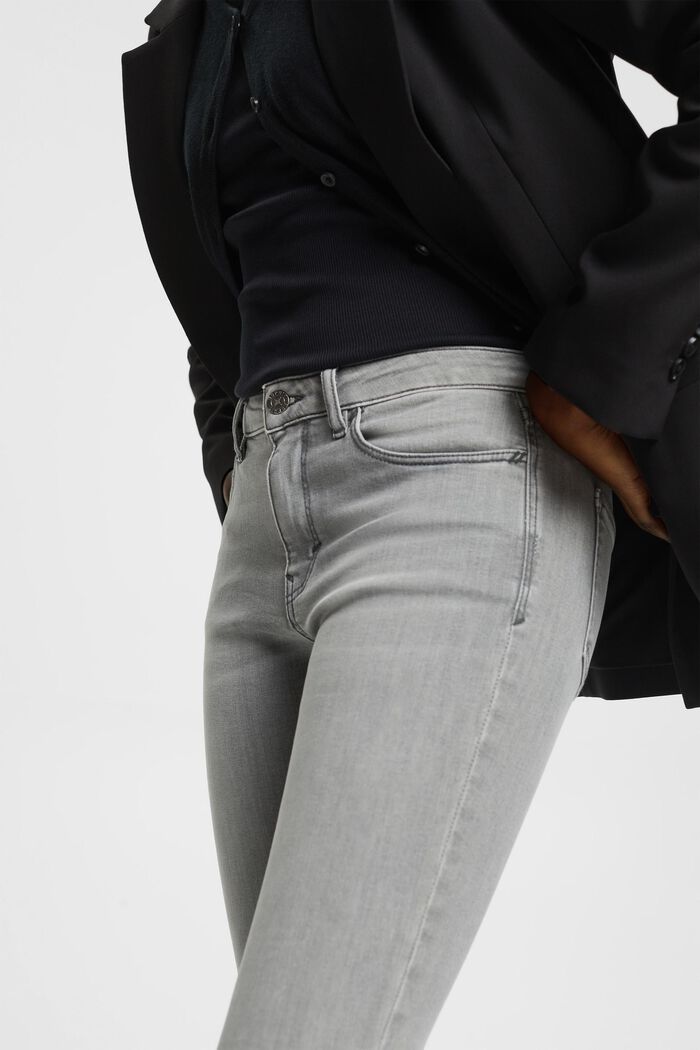 Skinny Jeans mit mittelhohem Bund, GREY LIGHT WASHED, detail image number 2