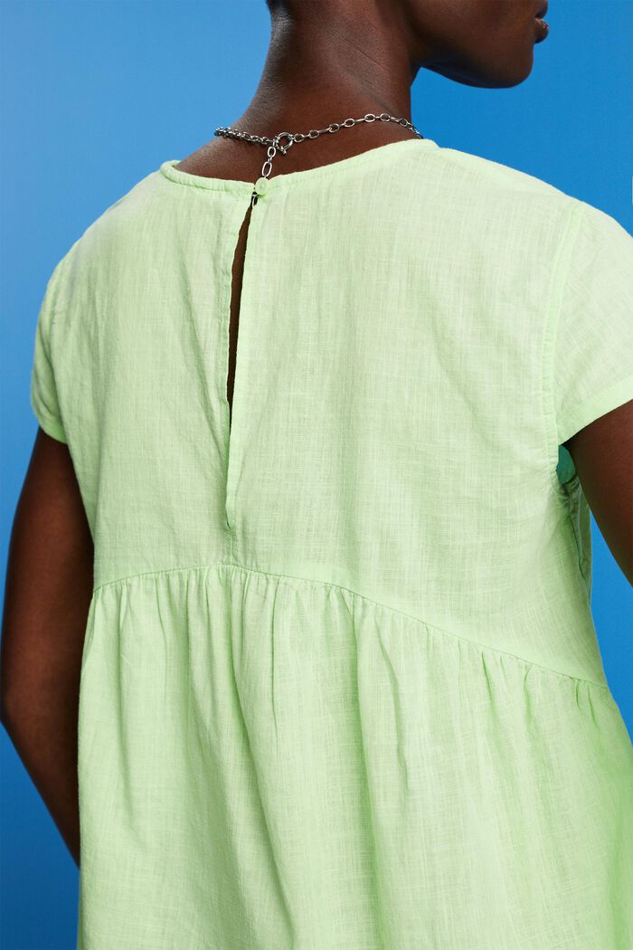 Bluse aus nachhaltiger Baumwolle mit kurzen Ärmeln, CITRUS GREEN, detail image number 2