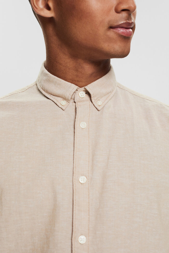 Mit Leinen: kurzärmeliges Button-Down-Hemd, SAND, detail image number 2
