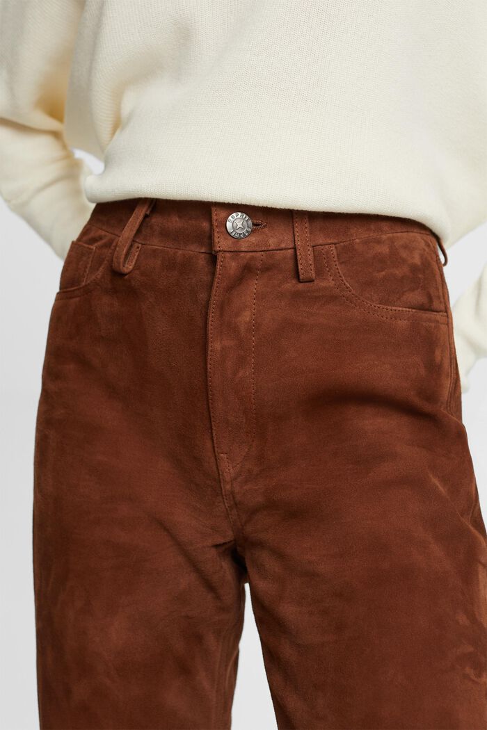 Gerade geschnittene Hose aus Rauleder, BARK, detail image number 1