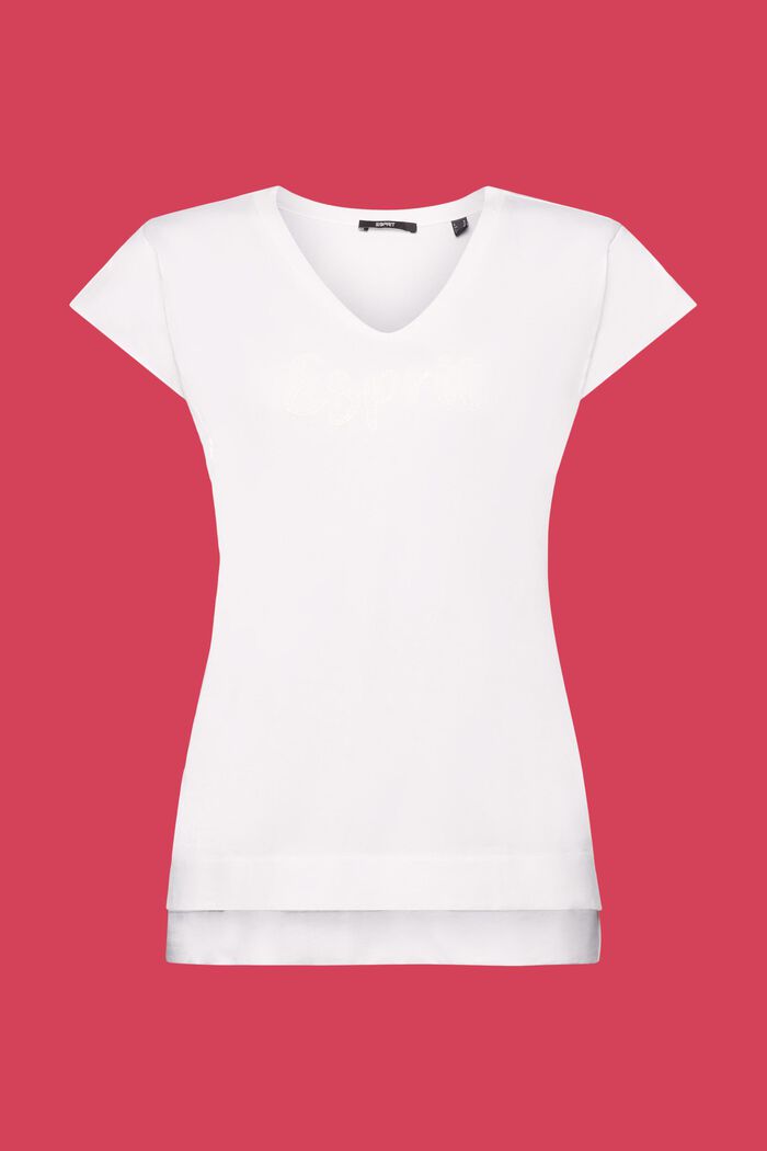T-Shirt mit tonalem Print, 100 % Baumwolle, WHITE, detail image number 7
