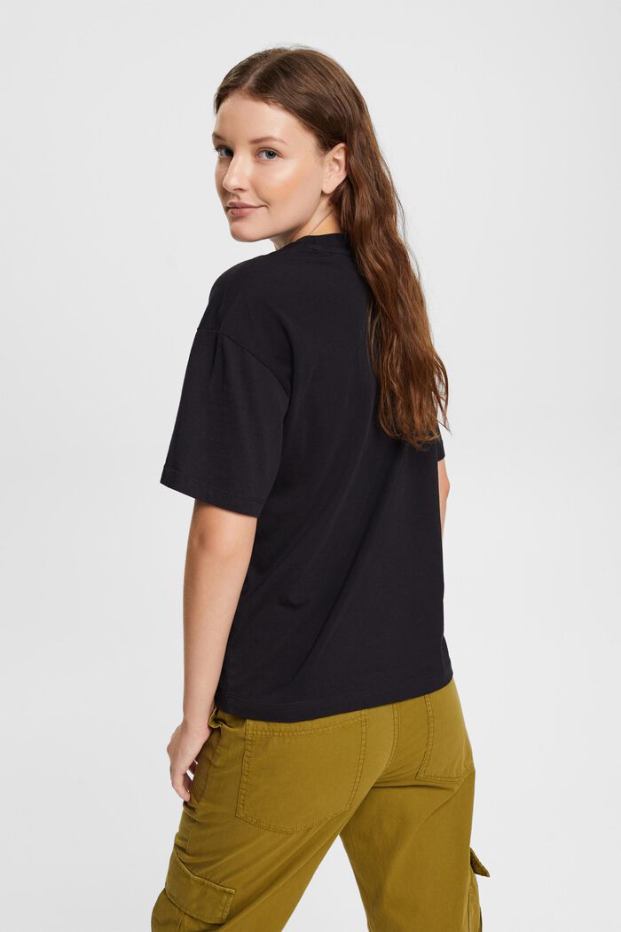 T-Shirt mit Print, 100 % Baumwolle, BLACK, detail image number 4