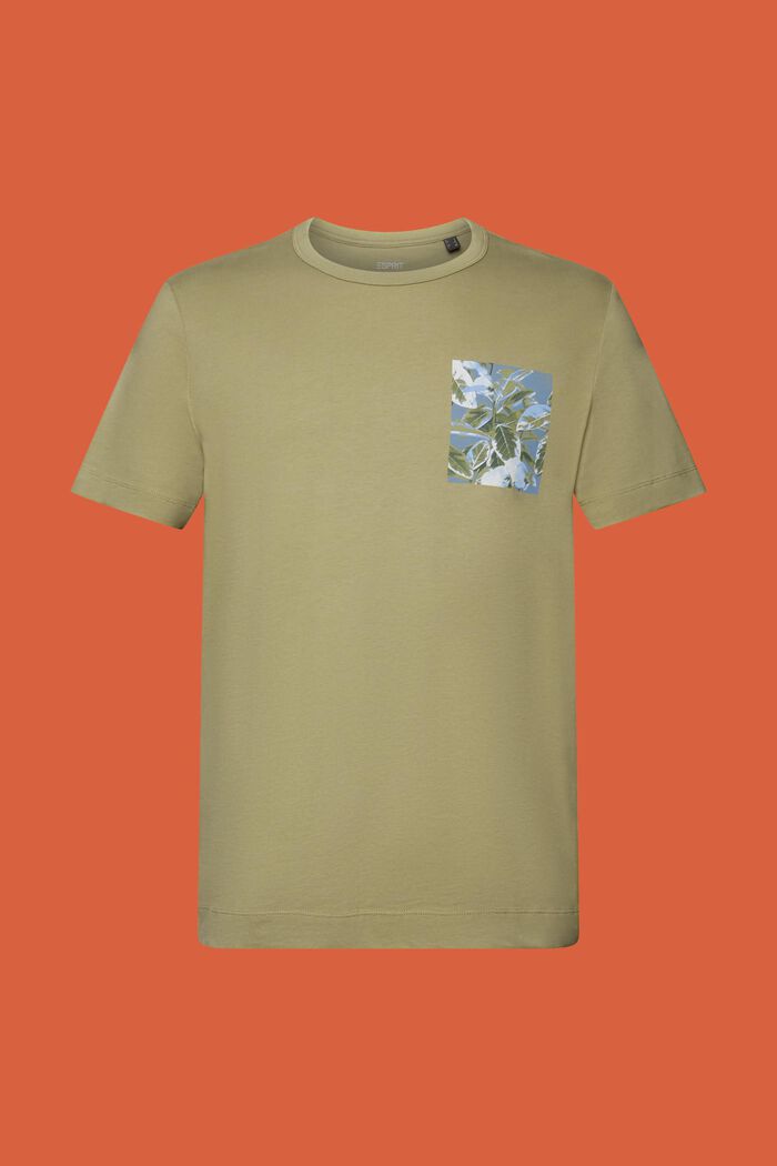 Jersey-T-Shirt mit Brust-Print, 100 % Baumwolle, LIGHT KHAKI, detail image number 5
