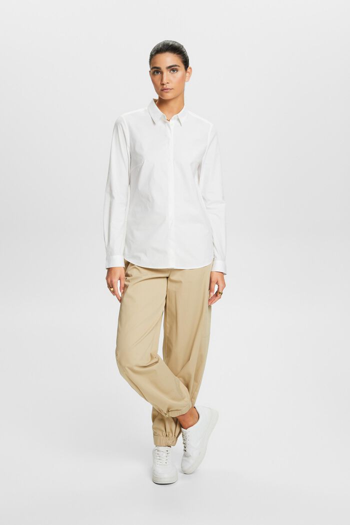 Langärmlige Popeline-Bluse, WHITE, detail image number 0