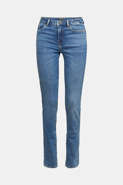 Mid-Rise-Stretchjeans in Slim Fit, BLUE MEDIUM WASHED, overview