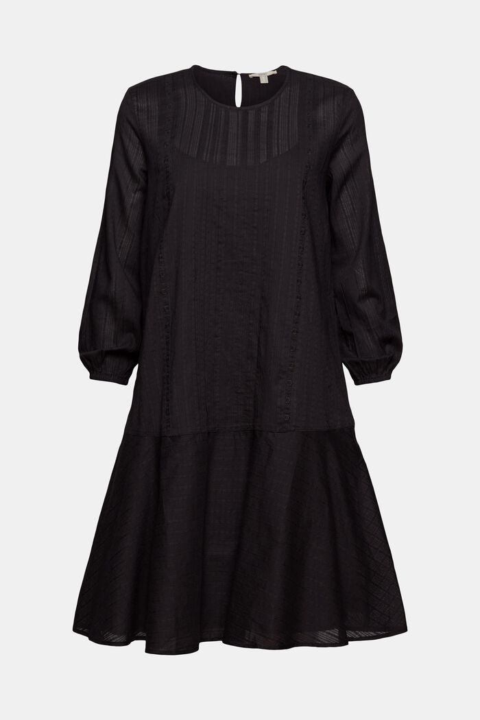 Kleid mit feiner Stickerei, BLACK, overview
