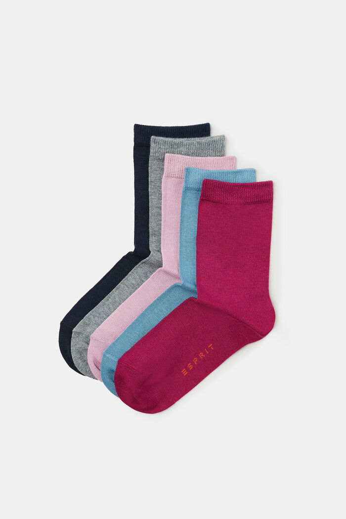5er-Pack einfarbige Socken, PINK/BLUE COLORWAY, detail image number 0