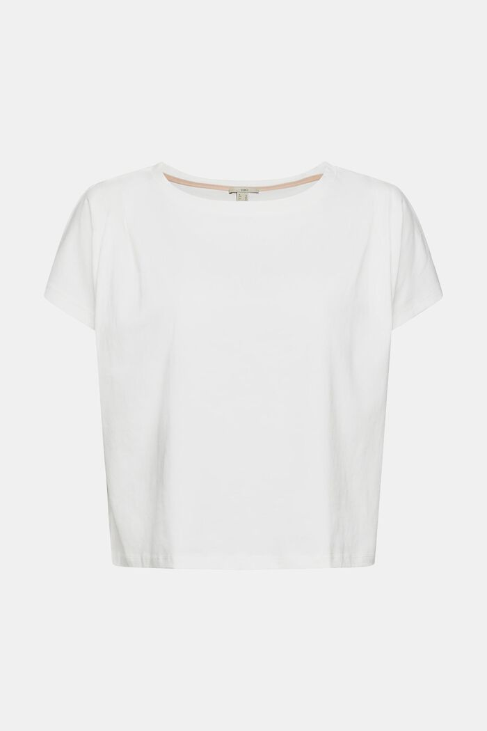 T-Shirt mit Raffungen, 100% Organic Cotton, OFF WHITE, overview
