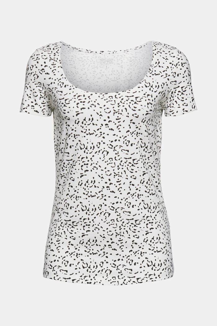 T-Shirt mit Musterprint, Bio-Baumwolle, OFF WHITE, overview