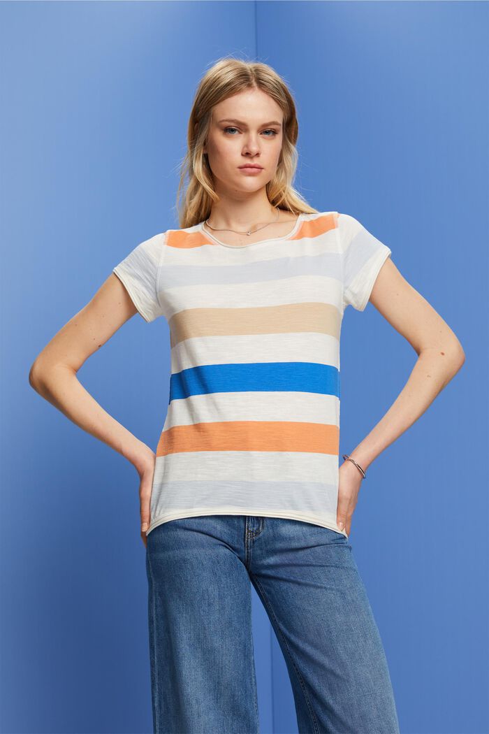 T-Shirt mit Streifen, 100% Baumwolle, ICE, detail image number 0