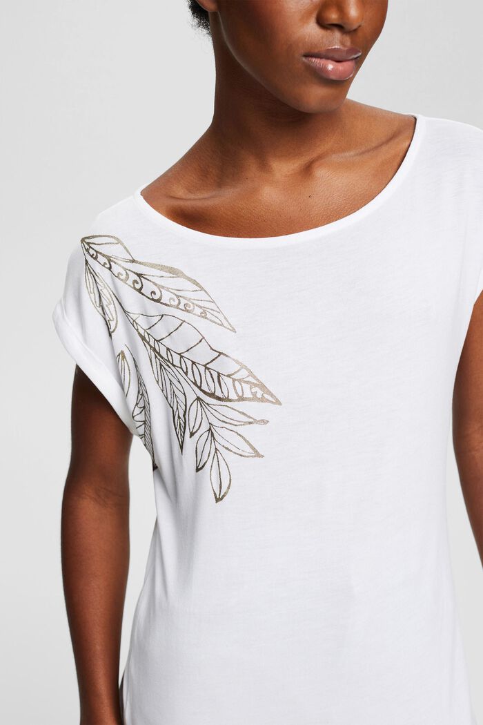 Shirt mit Metallic-Print, LENZING™ ECOVERO™, WHITE, detail image number 0