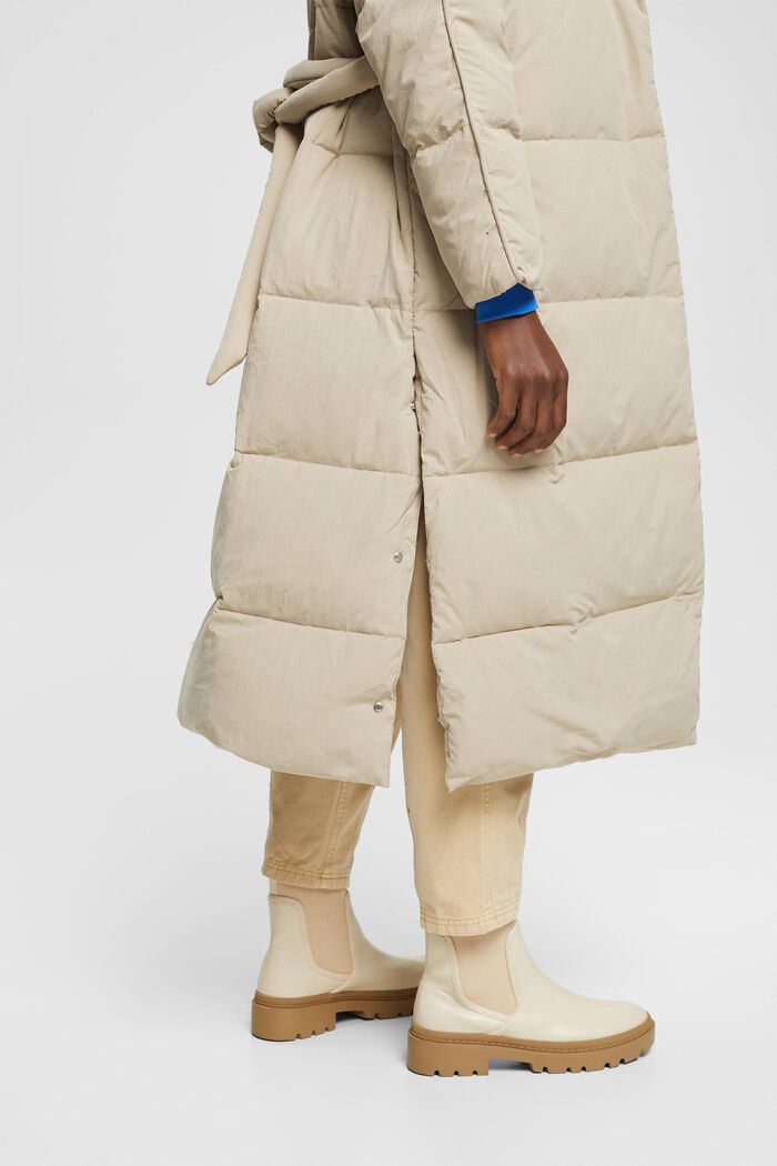 Puffer Coat in Longform, LIGHT TAUPE, detail image number 5