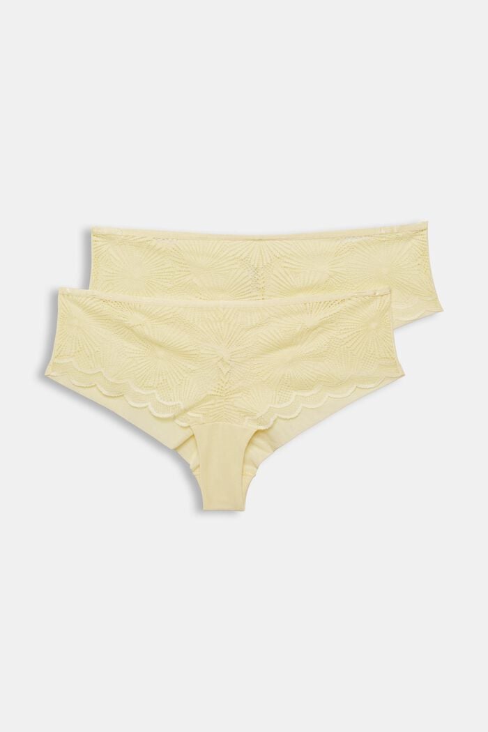 2er-Pack Hipster-Shorts mit Musterspitze, LIGHT YELLOW, detail image number 3