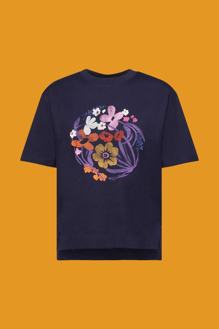 T-Shirt mit Blumen-Print, NAVY, detail image number 6
