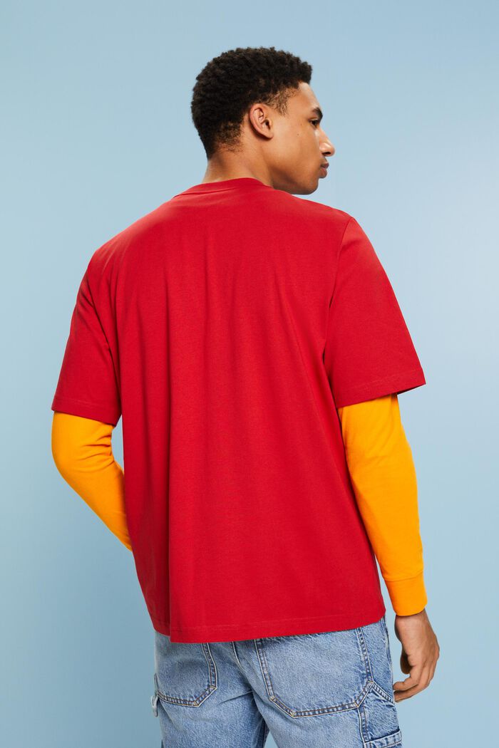 Unisex-T-Shirt aus Pima-Baumwolle mit Print, DARK RED, detail image number 2