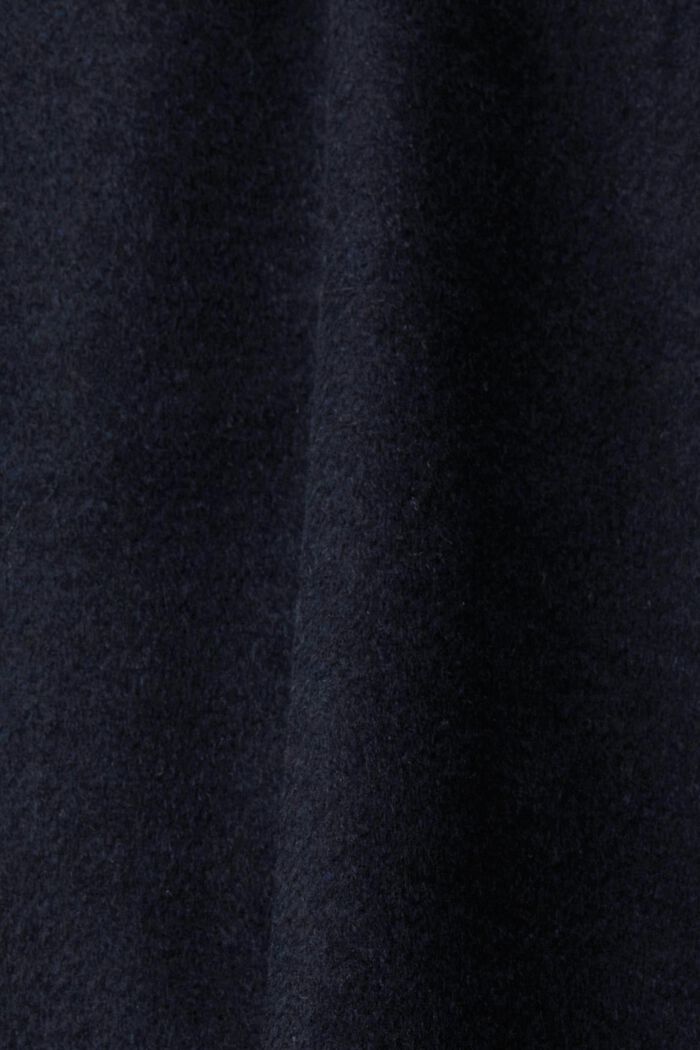 Mantel aus Wollmix mit Rippstrickdetails, NAVY, detail image number 4