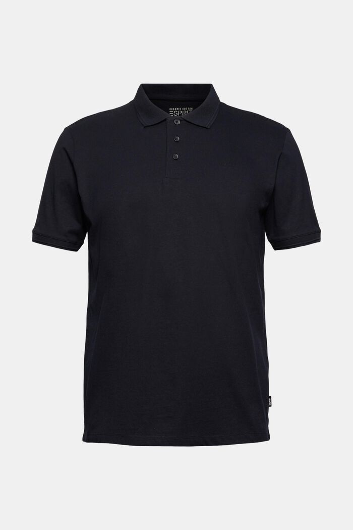 Mit Leinen/Organic Cotton: Jersey-Poloshirt, BLACK, detail image number 0