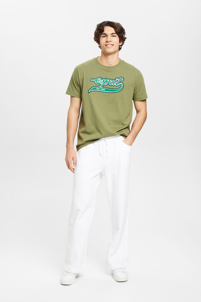 Retro-T-Shirt aus Baumwolle mit Logo, OLIVE, detail image number 4