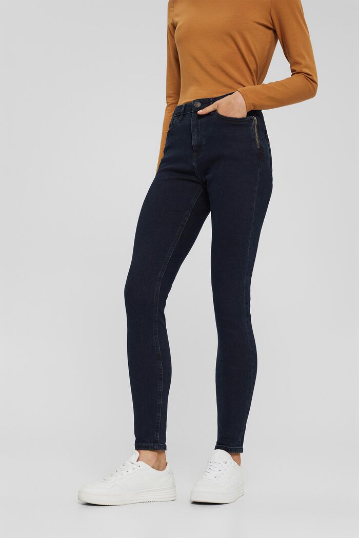 Jeans mit hohem Bund aus Bio-Baumwolle, BLUE BLACK, detail image number 0