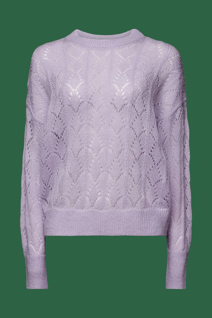 Offenmaschiger Pullover aus Wollmix, LAVENDER, detail image number 6