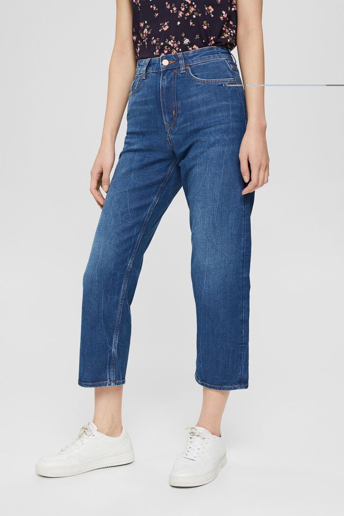 Recycelt: Cropped Jeans mit COOLMAX®, BLUE DARK WASHED, detail image number 0