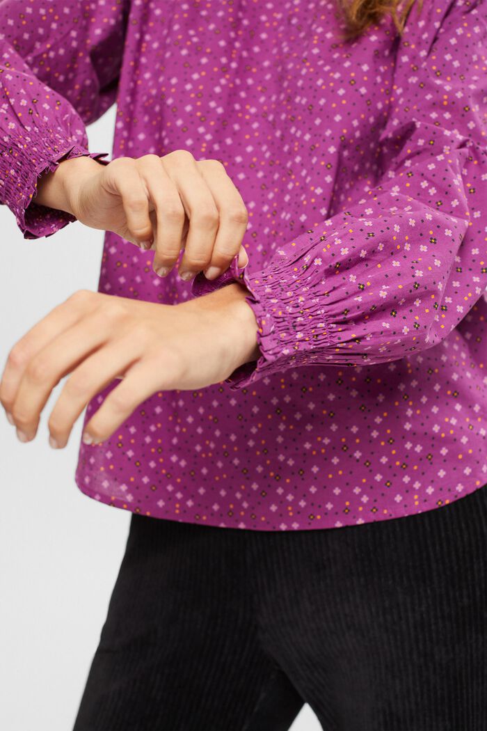 Bluse mit Muster, Bio-Baumwolle, VIOLET, detail image number 0