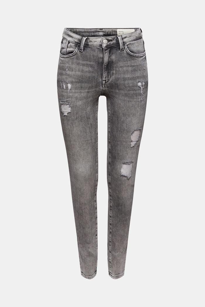 Cropped Used-Stretch-Jeans, Bio-Baumwolle, GREY MEDIUM WASHED, detail image number 7